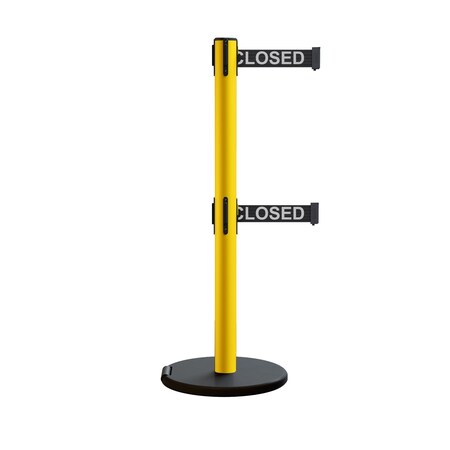 Montour Line Retractable Belt Dbl Rolling Stanchion, 2.5ft Yellow Post  11ft. Line P400DRL-YW-THISLBW-110